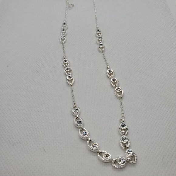 NWT Napier Silver Rhinestone Necklace & Earrings Set - Picture 2 of 3